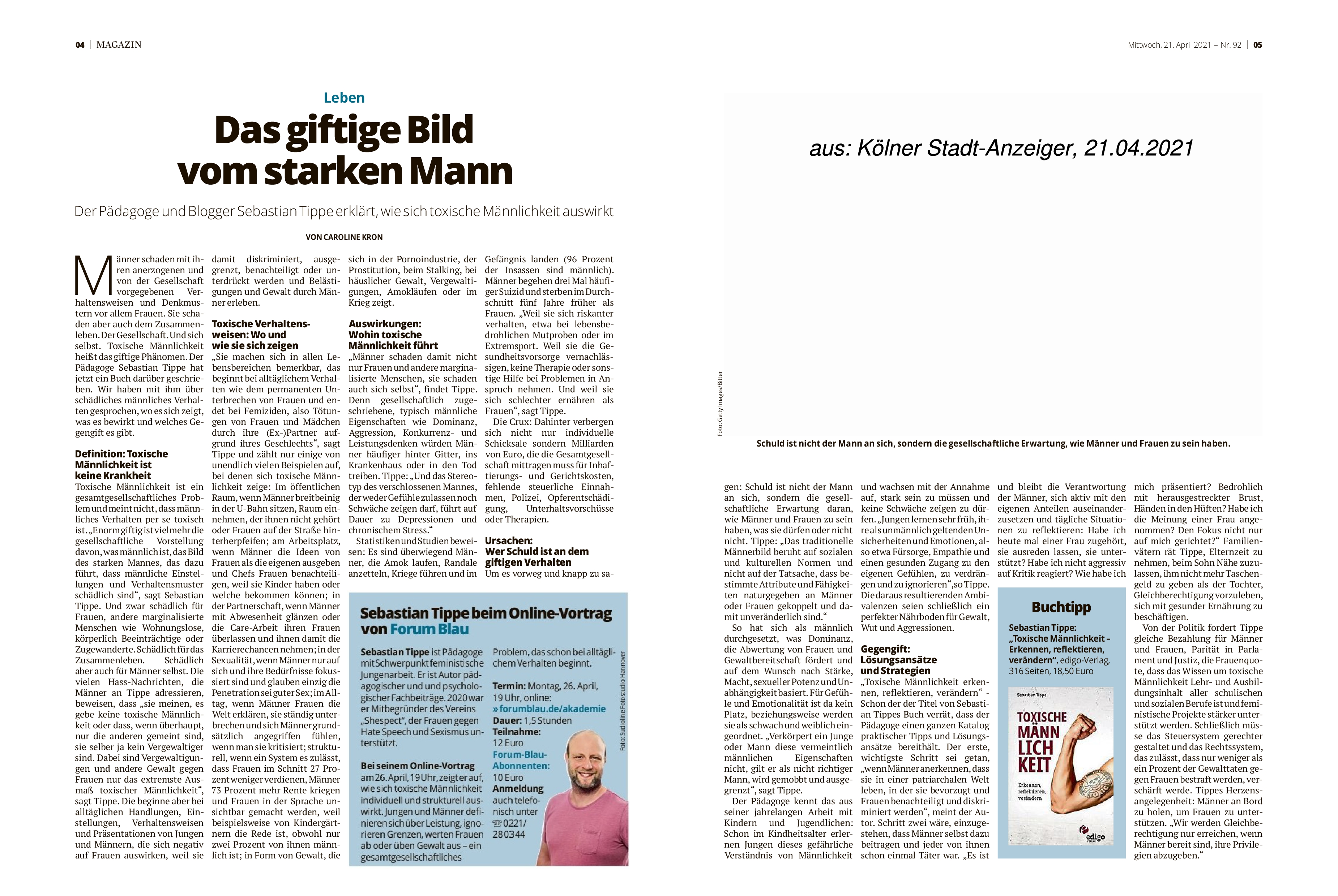 KSTA copyright 210421 Tippe Toxische Maennlichkeit