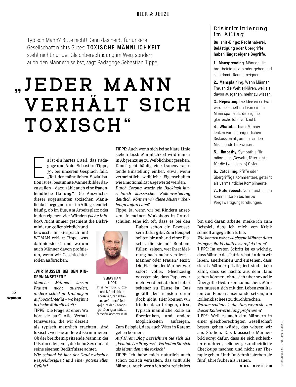 WOMAN 200521 Interview Toxische Mnnlichkeit Sebastian Tippe